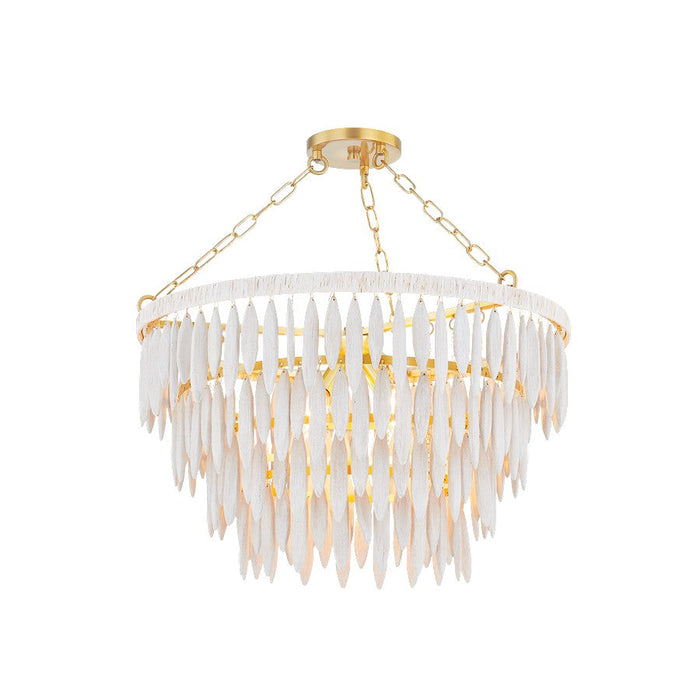 Mitzi Tiffany 4 Light Chandelier, Brass/Cream Combo/White Washed