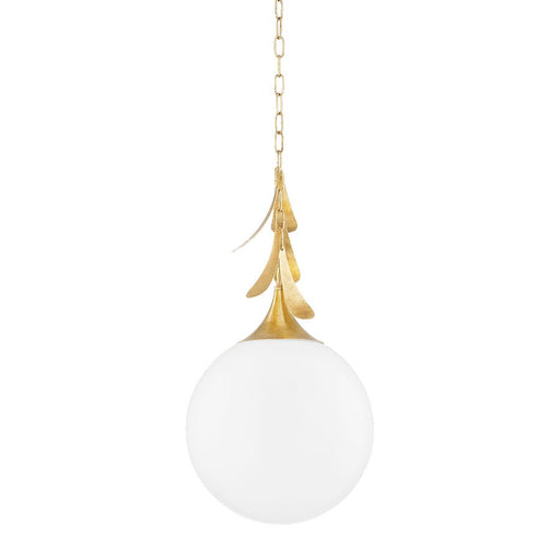Mitzi Victoria 1 Light 19" Pendant, Vintage Gold Leaf/Opal Glossy - H812701L-VGL