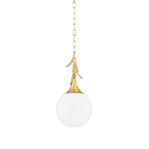 Mitzi Victoria 1 Light 13" Pendant, Vintage Gold Leaf/Opal Glossy - H812701S-VGL