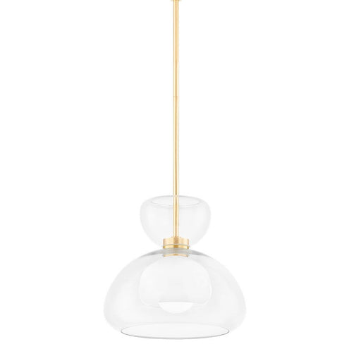 Mitzi Cortney 1 Light Pendant, Aged Brass/Opal Glossy/Clear - H813701-AGB