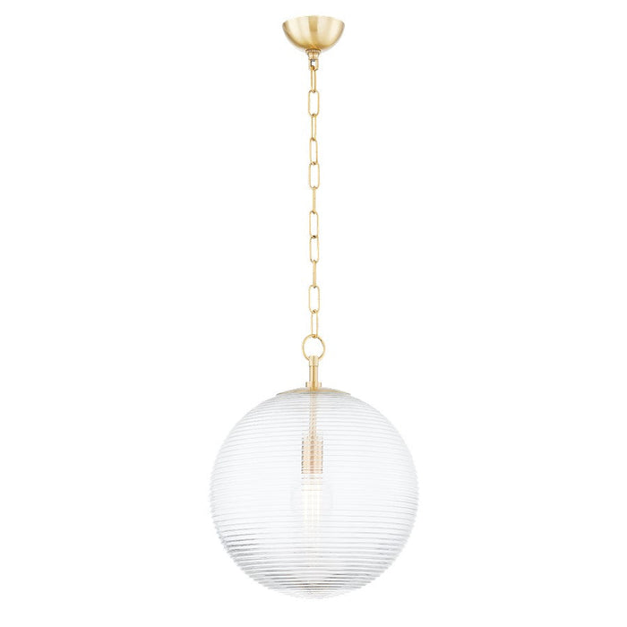 Mitzi Sara 1 Light Pendant, Aged Brass/Clear