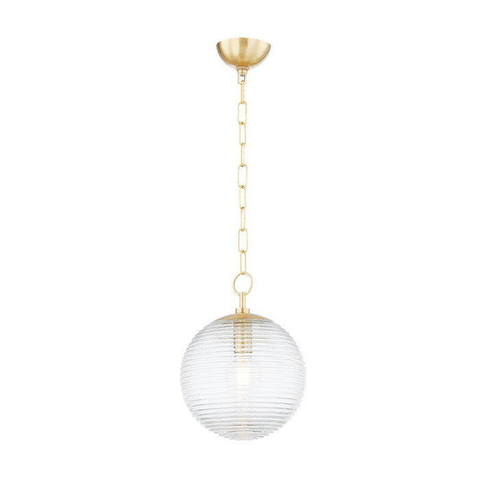 Mitzi Sara 1 Light Pendant, Aged Brass/Clear