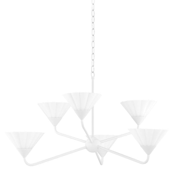 Mitzi Kelsey 6 Light Chandelier, Textured White/Opal Matte - H817806-TWH