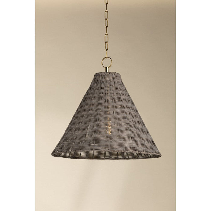 Mitzi Destiny 1 Light Pendant, Aged Brass/Gray