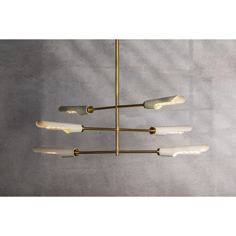 Mitzi Harperrose 6 Light Chandelier, Brass/Soft White/White
