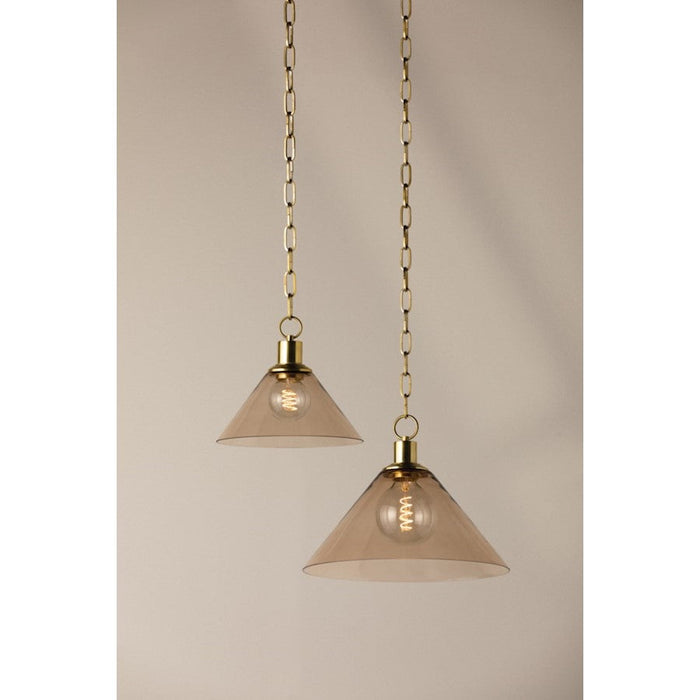 Mitzi Anniebee 1 Light Pendant, Aged Brass/Taupe