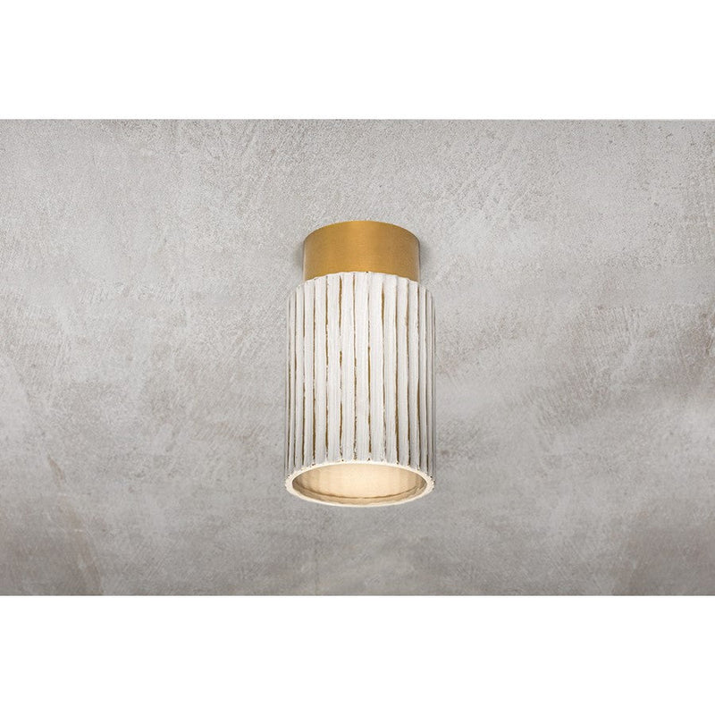 Mitzi Corissa 1 Light Flush Mount, Brass/Ceramic Bisque/White