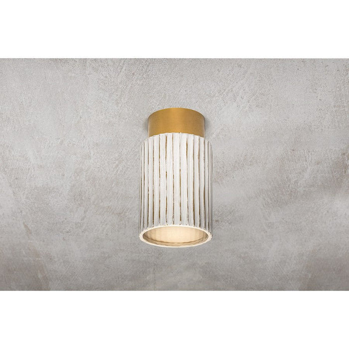 Mitzi Corissa 1 Light Flush Mount, Brass/Ceramic Bisque/White