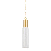 Mitzi Corissa 1 Light Pendant, Brass/Ceramic Bisque/White - H830701-AGB-CWB