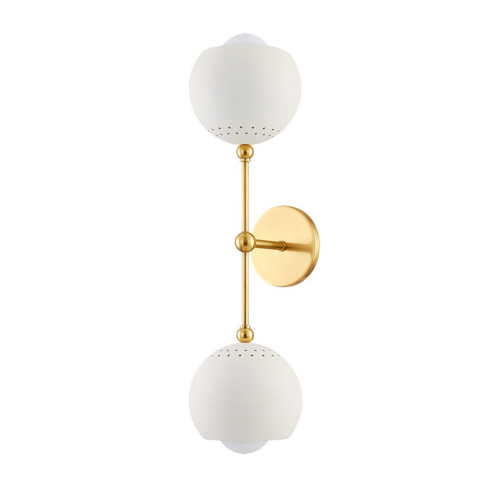 Mitzi Saylor 2 Light Wall Sconce, Aged Brass/Soft Cream - H832102-AGB-SCR