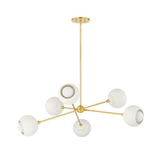 Mitzi Saylor 6 Light Chandelier, Aged Brass/Soft Cream - H832806-AGB-SCR