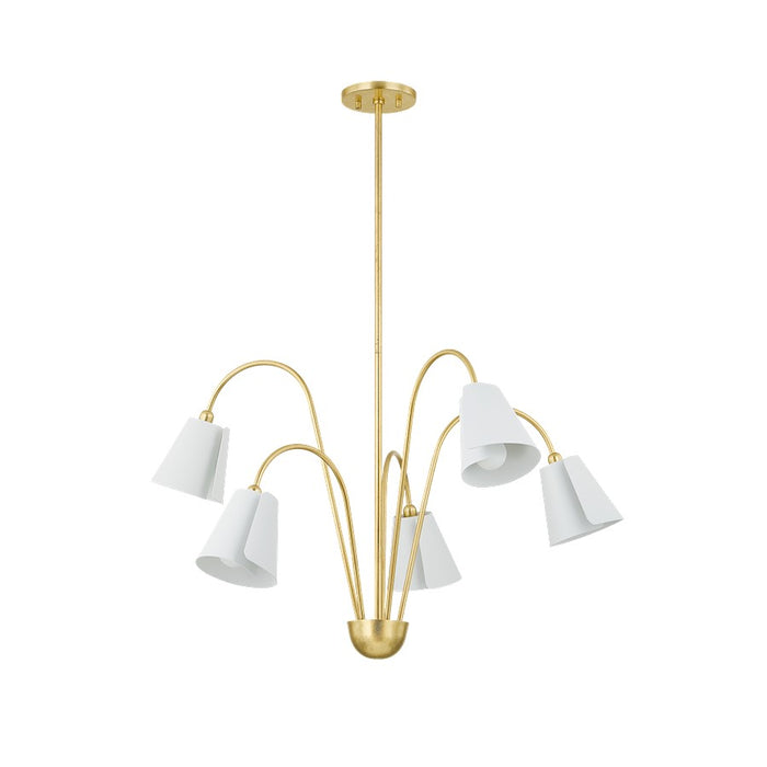 Mitzi Lila 5 Light Chandelier, Gold Leaf/Textured White - H852805-GL-TWH