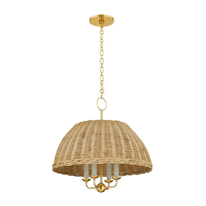 Mitzi Arwen 4 Light Chandelier, Aged Brass/Natural - H859804-AGB