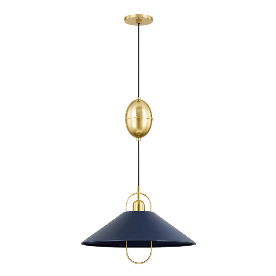 Mitzi Mariel 1 Light Pendant, Aged Brass/Soft Navy/Soft Navy - H866701-AGB-SNY