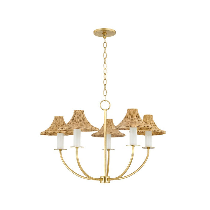 Mitzi Twila 5 Light Chandelier, Vintage Gold Leaf/Natural - H868805-VGL