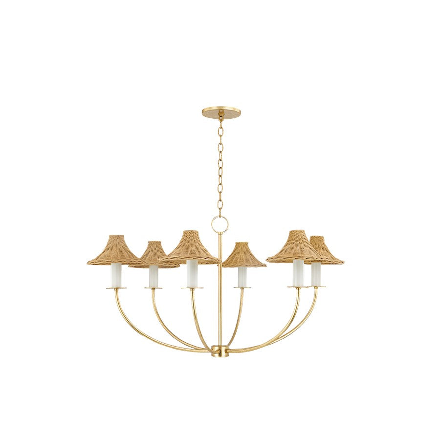 Mitzi Twila 6 Light Chandelier, Vintage Gold Leaf/Natural - H868806-VGL