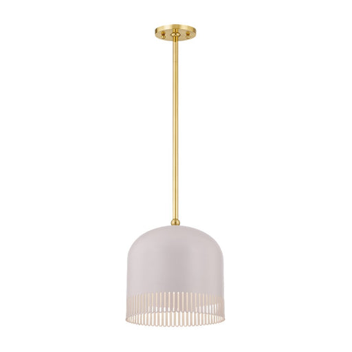 Mitzi Liba 1 Light 9.5" Pendant, Aged Brass/Soft Peignoir - H884701S-AGB-SPG