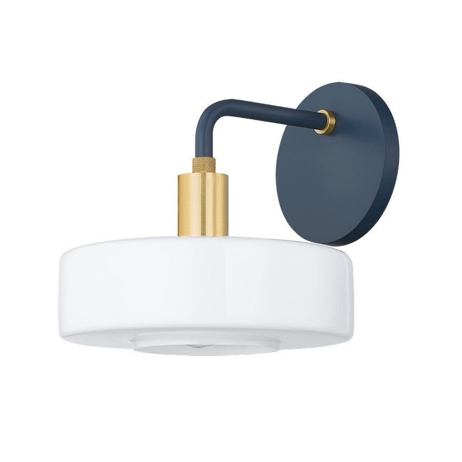 Mitzi Aston 1 Light Wall Sconce, Brass/Slate Blue/Opal Shiny - H886101-AGB-SBL