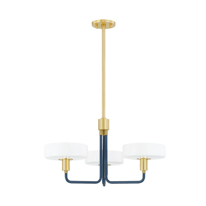 Mitzi Aston 3 Light Chandelier, Brass/Slate Blue/Opal Shiny - H886803-AGB-SBL