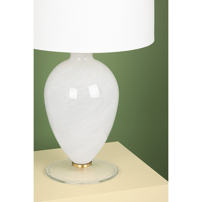 Mitzi Laney 1 Light Table Lamp, Aged Brass/White