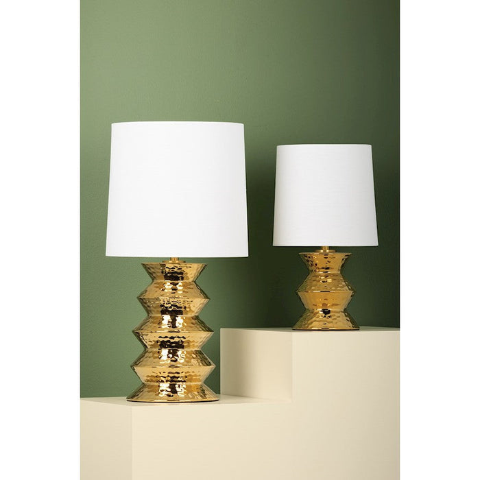 Mitzi Zoe 1 Light Table Lamp, Aged Brass/White