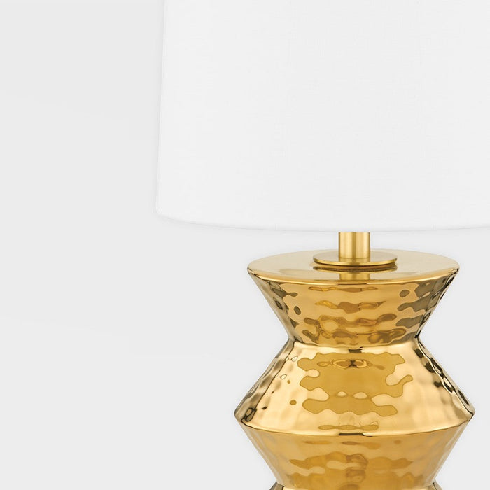 Mitzi Zoe 1 Light Table Lamp, Aged Brass/White