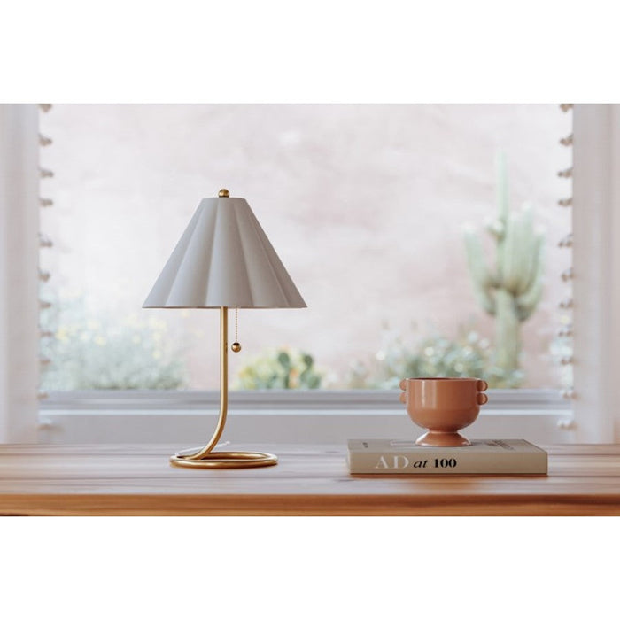 Mitzi Martha 1 Light Table Lamp, Aged Brass/Off-White