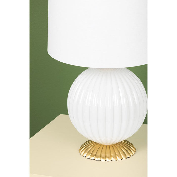 Mitzi Vera 1 Light Table Lamp, Aged Brass/White