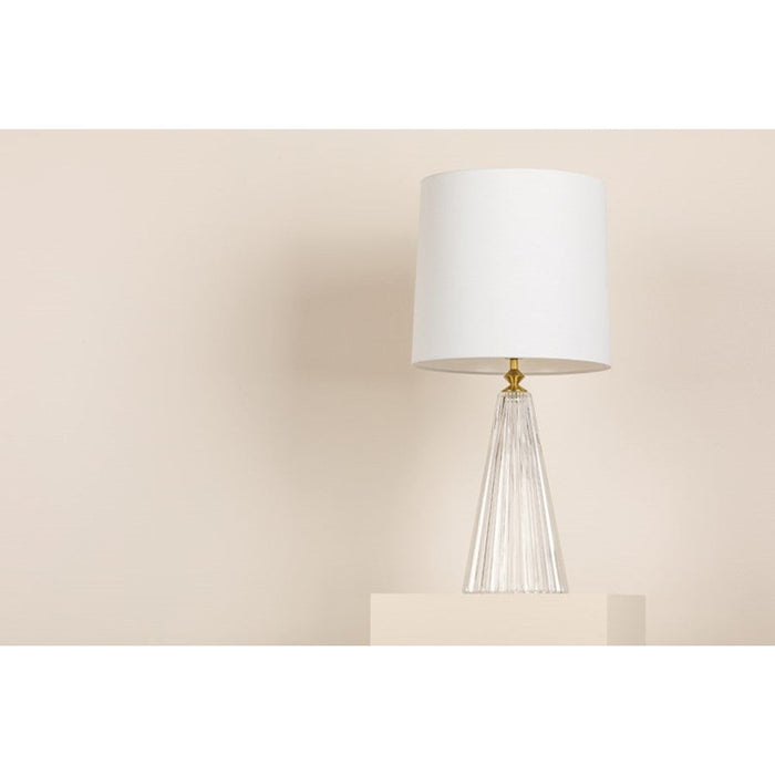 Mitzi Christie 1 Light Table Lamp, Aged Brass/White