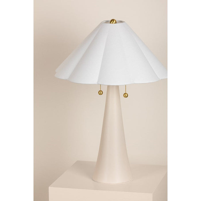 Mitzi Alana 2 Light Table Lamp, Aged Brass/White