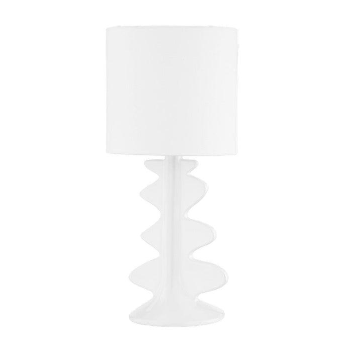 Mitzi Liwa 1-Lt Table Lamp, Brass/Ceramic Gloss White/White - HL684201-AGB-CGW