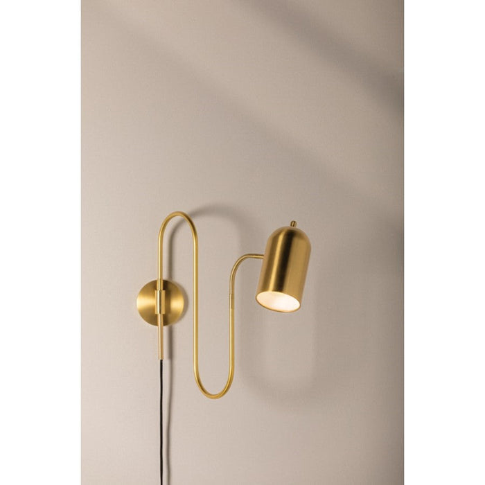 Mitzi Romee 1 Light Plug-In Sconce, Aged Brass