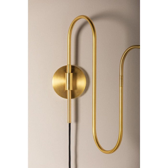 Mitzi Romee 1 Light Plug-In Sconce, Aged Brass