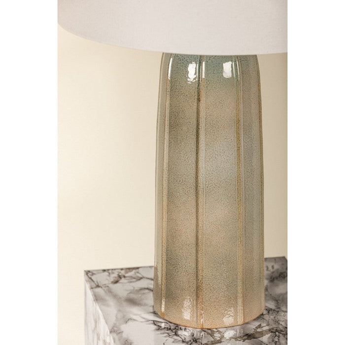 Mitzi Kel 1 Light Table Lamp, Brass/Ceramic Ash/White