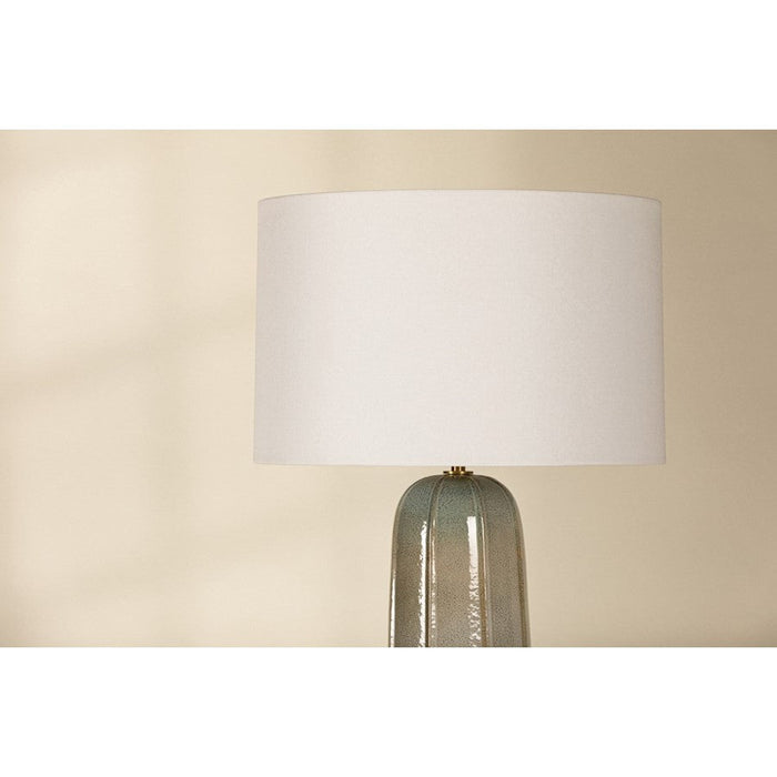 Mitzi Kel 1 Light Table Lamp, Brass/Ceramic Ash/White