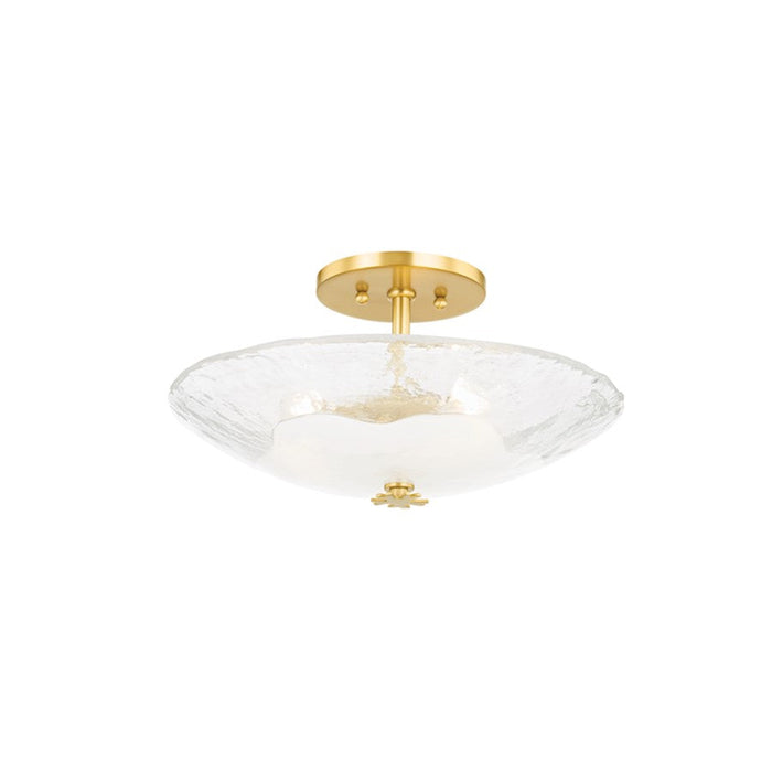 Hudson Valley Lago 3 Light Flush Mount, Aged Brass/White - KBS1742503S-AGB