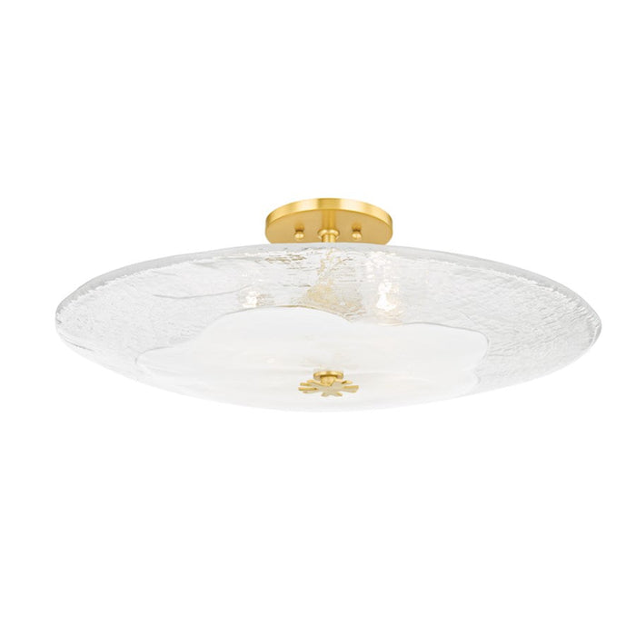 Hudson Valley Lago 4 Light Flush Mount, Aged Brass/White - KBS1742504L-AGB