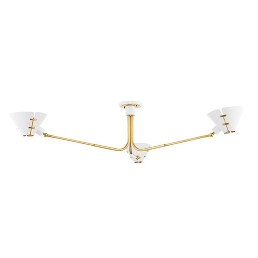 Hudson Valley Split 3 Light Semi Flush, Brass/White/White - KBS1752803-AGB-SWH