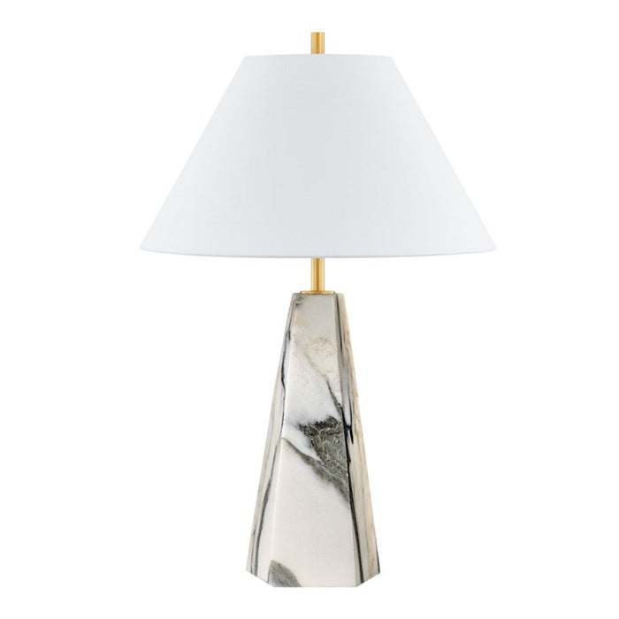 Hudson Valley Benicia 1 Light Table Lamp, Aged Brass/White - L1328-AGB