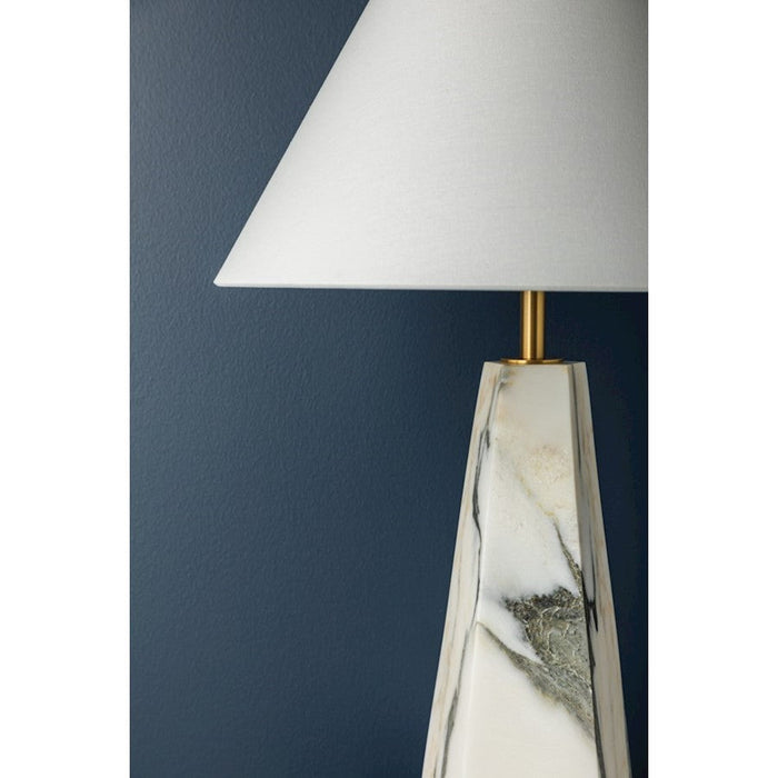 Hudson Valley Benicia 1 Light Table Lamp, Aged Brass/White