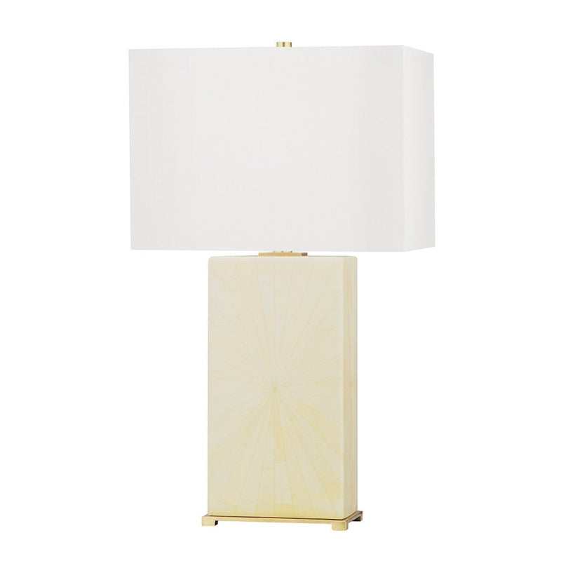 Hudson Valley Hewlett 1 Light Table Lamp, Brass/Faux Ivory/White - L1431-AGB-FIH