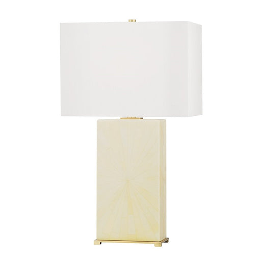 Hudson Valley Hewlett 1 Light Table Lamp, Brass/Faux Ivory/White - L1431-AGB-FIH