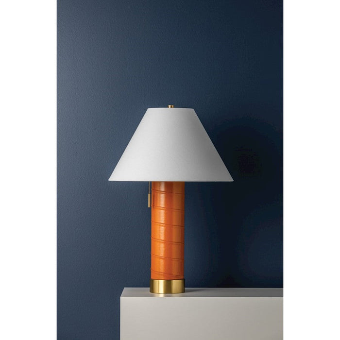 Hudson Valley Norwalk 1 Light Table Lamp, Aged Brass/White