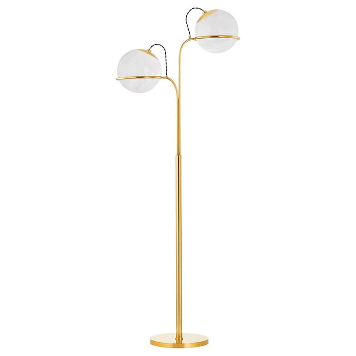 Hudson Valley Hingham 2 Light Floor Lamp, Aged Brass/Cloud - L3968-AGB