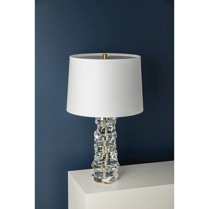 Hudson Valley Bellarie 1 Light Table Lamp, Aged Brass/White