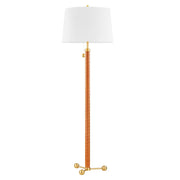 Hudson Valley Wharton 2 Light Floor Lamp, Aged Brass/White - L6170-AGB