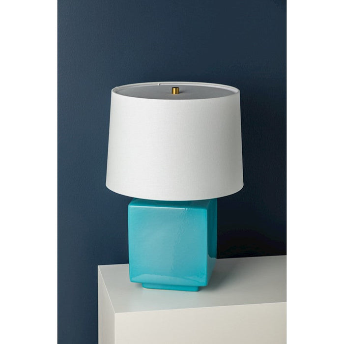 Hudson Valley Hawley 1Lt Table Lamp, Brass/Gloss Turquoise/White