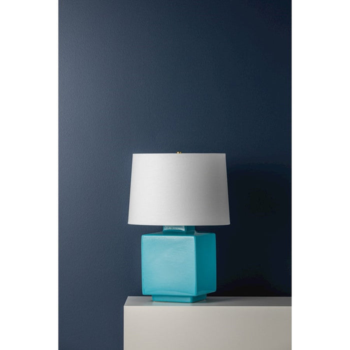 Hudson Valley Hawley 1Lt Table Lamp, Brass/Gloss Turquoise/White