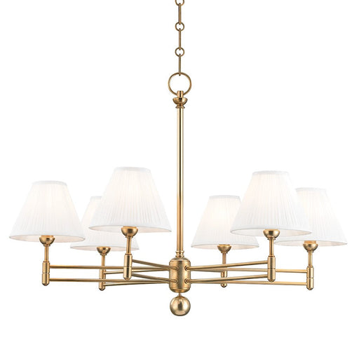 Hudson Valley Classic No.1 6 Light Chandelier/Metal Shade, Brass - MDS105-AGB-MS