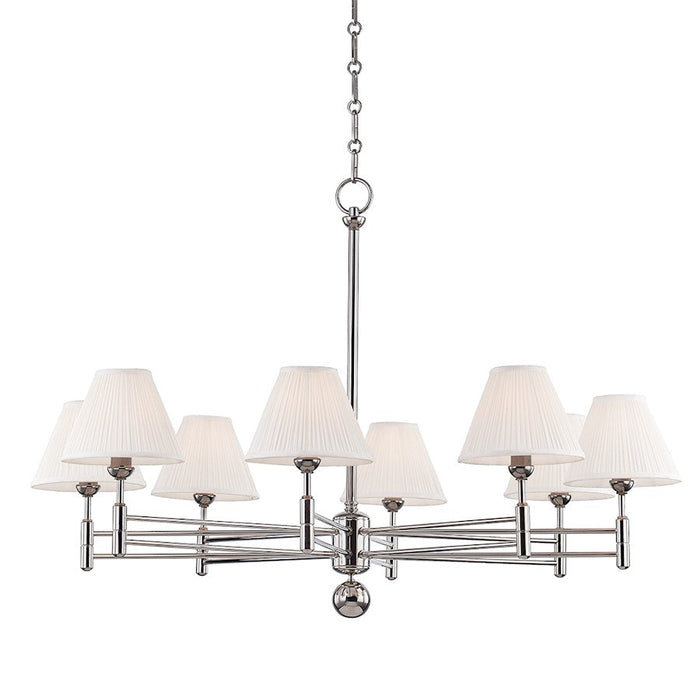 Hudson Valley Classic No.1 8 Light Chandelier/Metal Shade, Nickel - MDS106-PN-MS